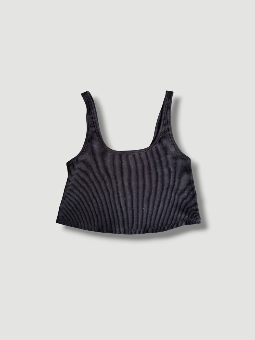 Old Navy Black Ribbed Stretch Cotton Knit Cropped Tank Top Size XL Minimalist